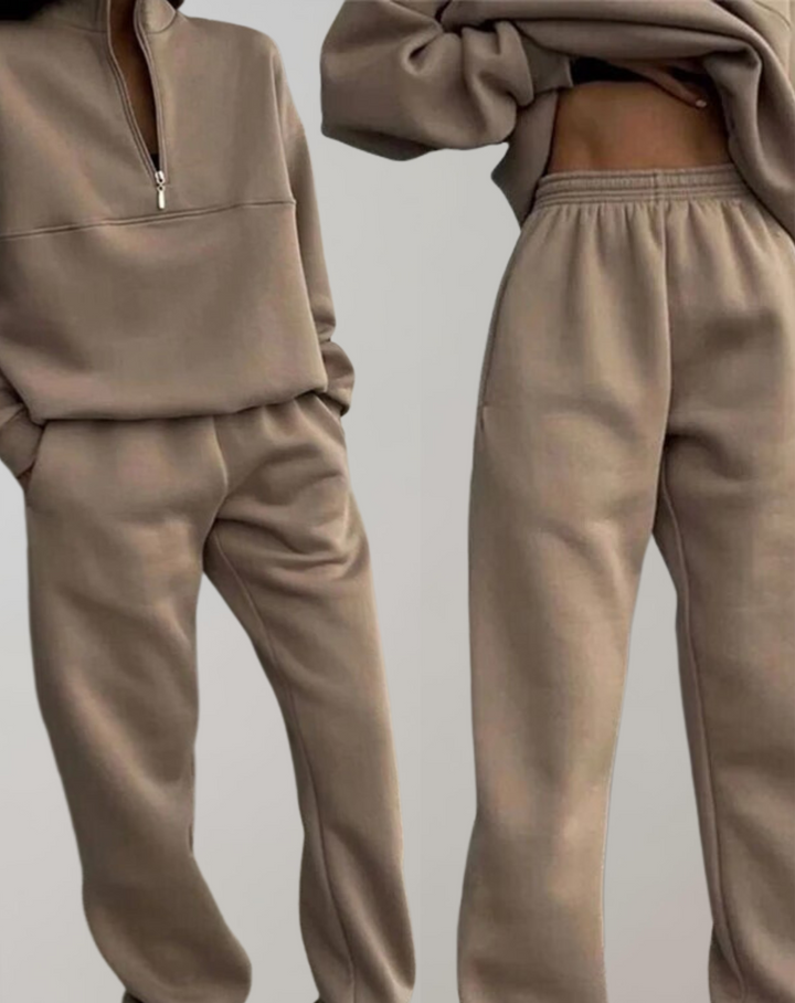 Blødt Loungesæt Til Kvinder med Zip Sweatshirt og Bukser