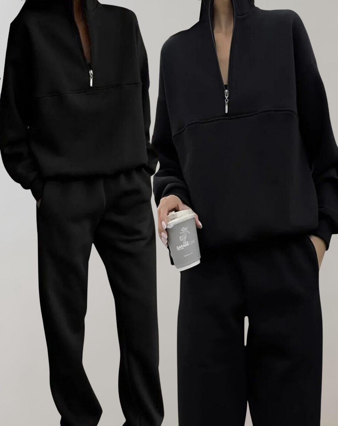 Blødt Loungesæt Til Kvinder med Zip Sweatshirt og Bukser