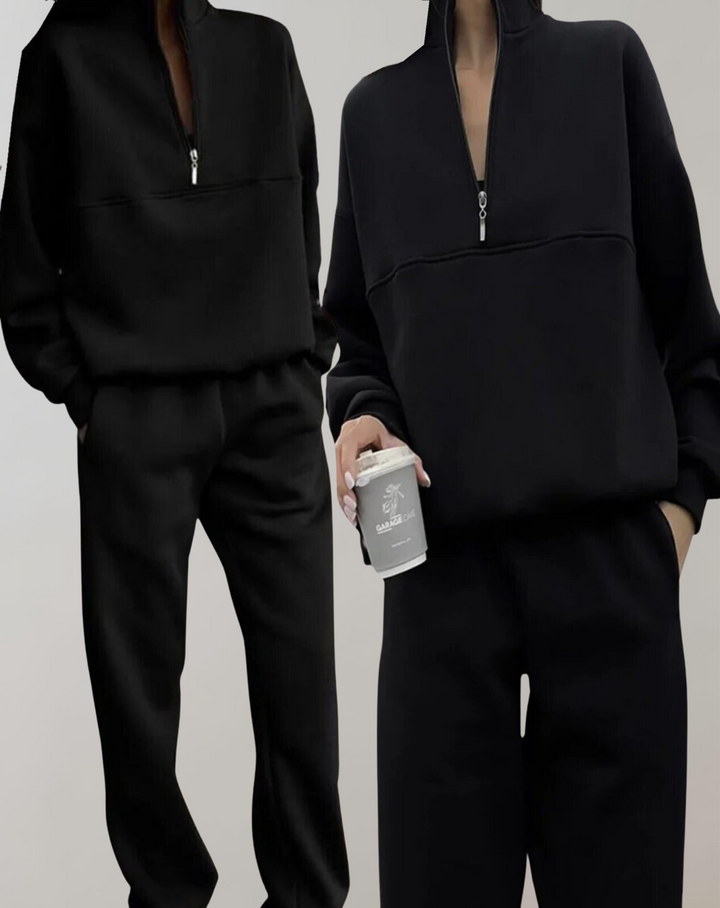 Blødt Loungesæt Til Kvinder med Zip Sweatshirt og Bukser