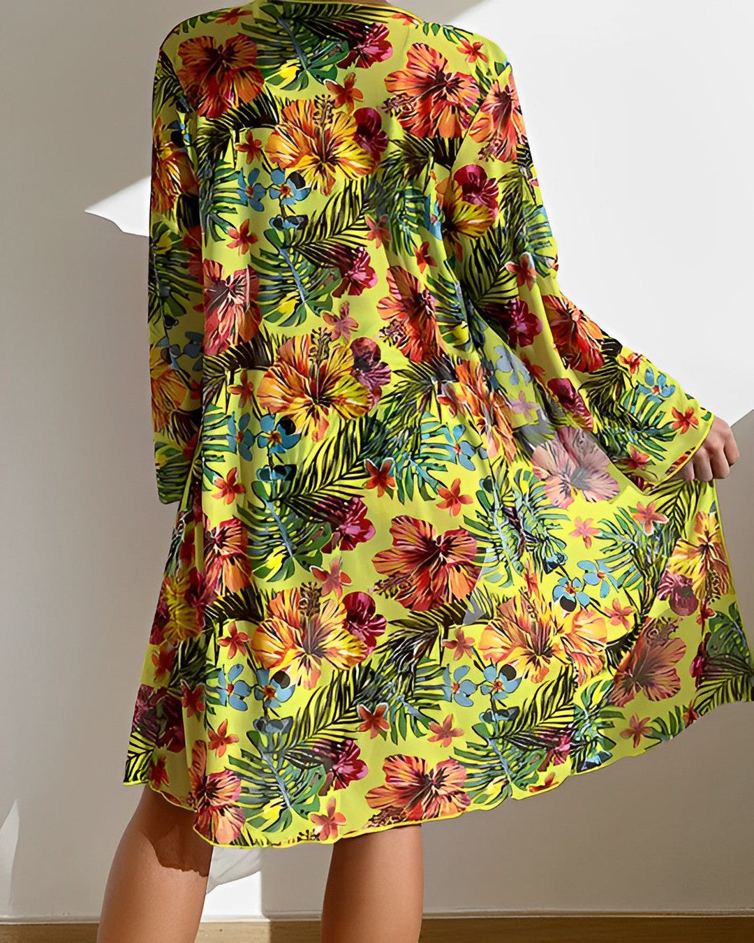 Tredelt Bikinisæt med Blomsterprint Til Kvinder