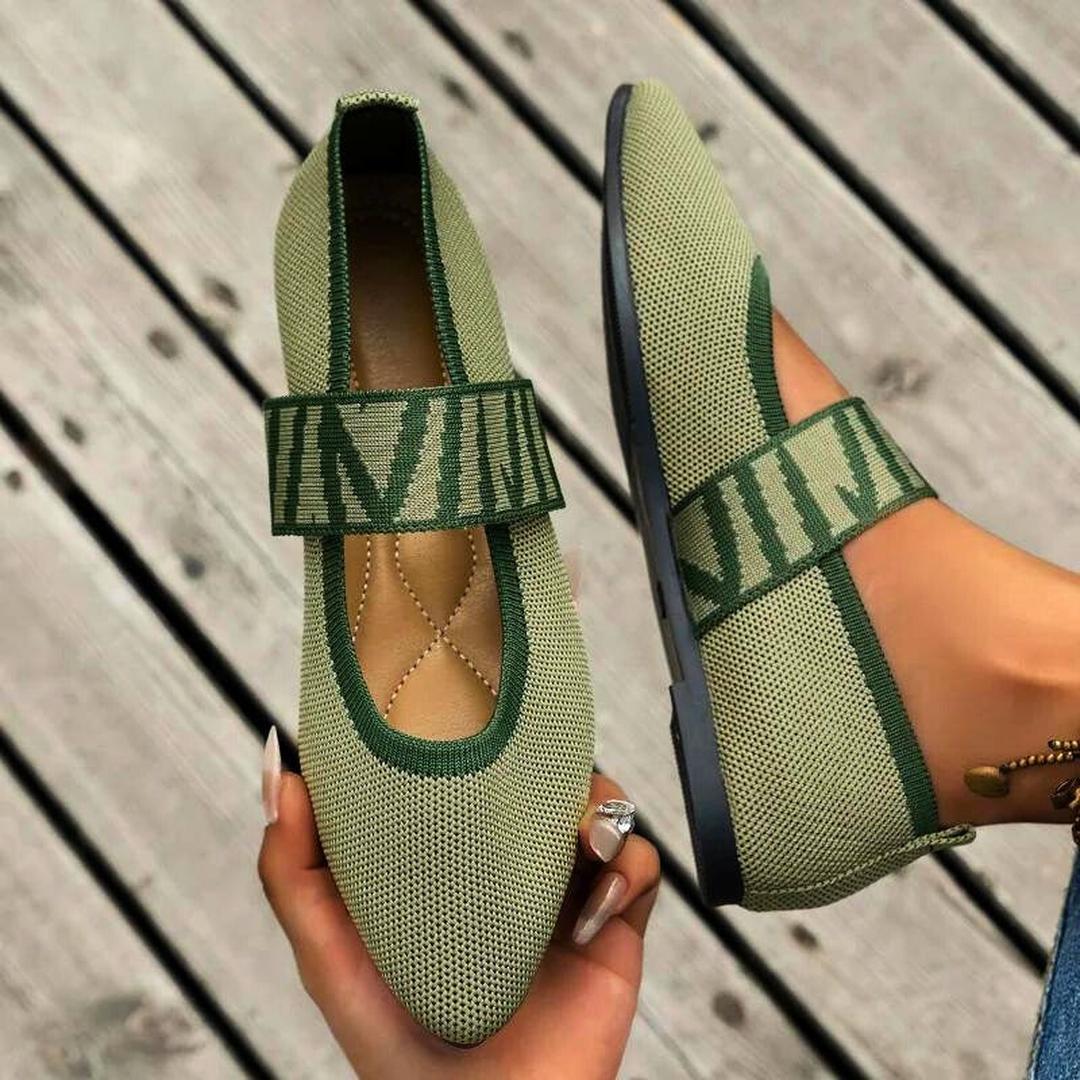 Women's Canvas Ballerina Shoes with Strap and Contrast Trim