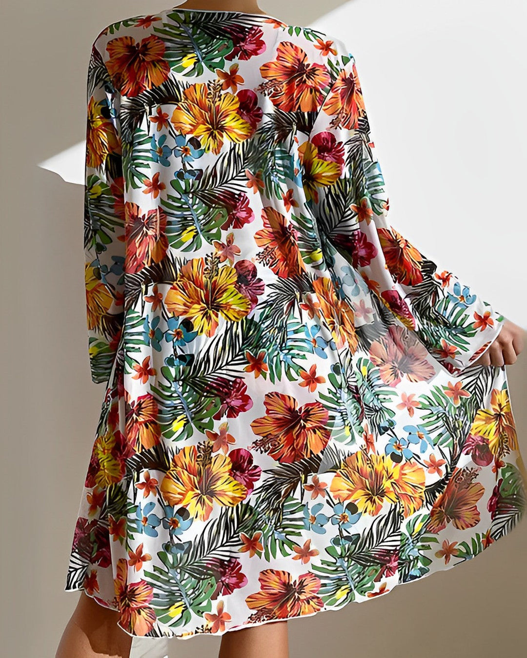 Tredelt Bikinisæt med Blomsterprint Til Kvinder