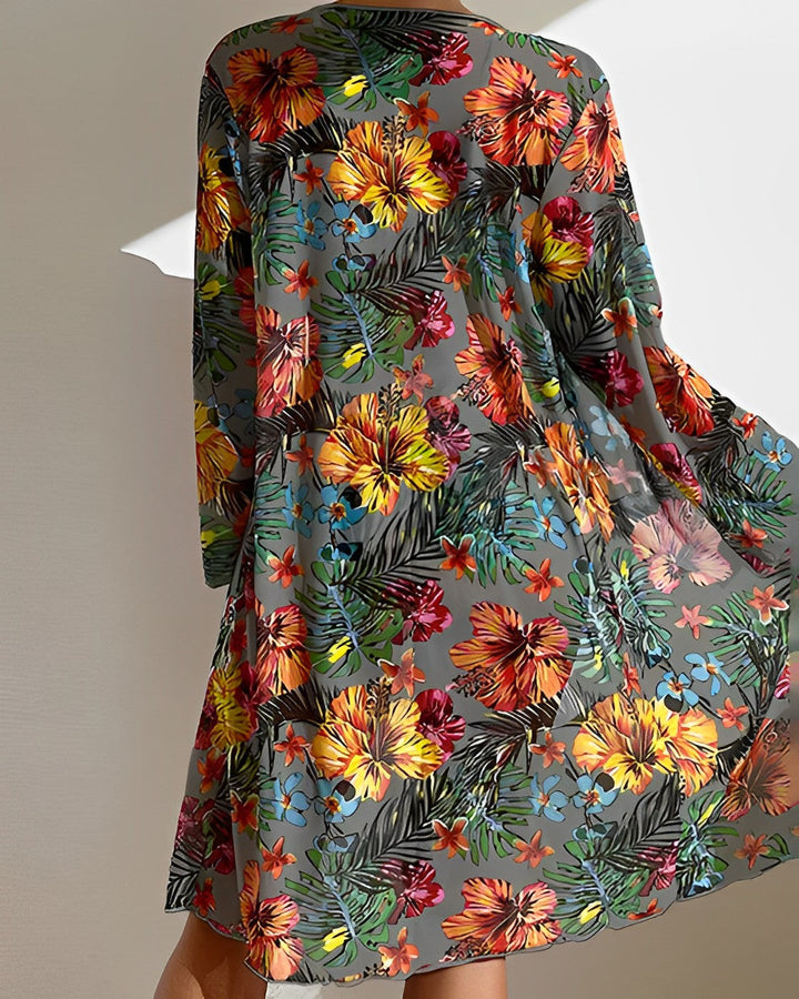 Tredelt Bikinisæt med Blomsterprint Til Kvinder