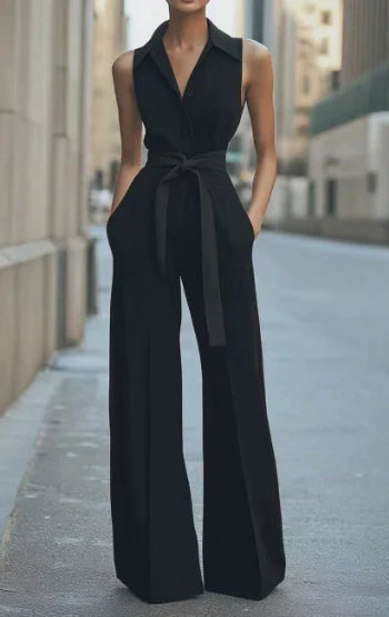 Ærmeløs Jumpsuit med Brede Ben I Afslappet Pasform