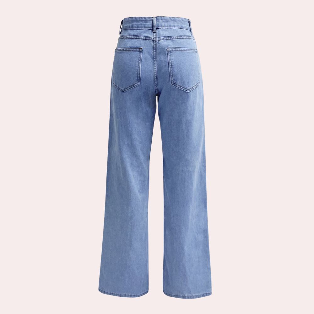 Højtaljede Straight-Leg Jeans i Klassisk Vask