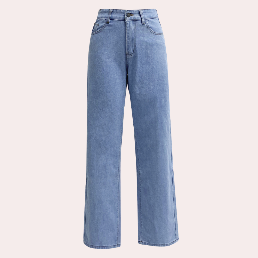 Højtaljede Straight-Leg Jeans i Klassisk Vask
