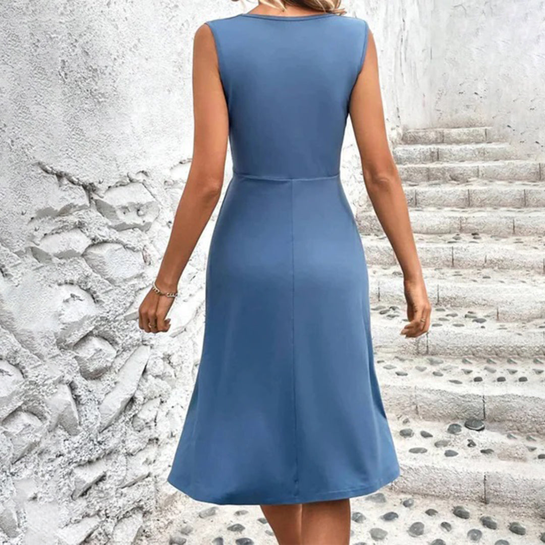 Sleeveless Summer Dress with Wrap Neckline for Women