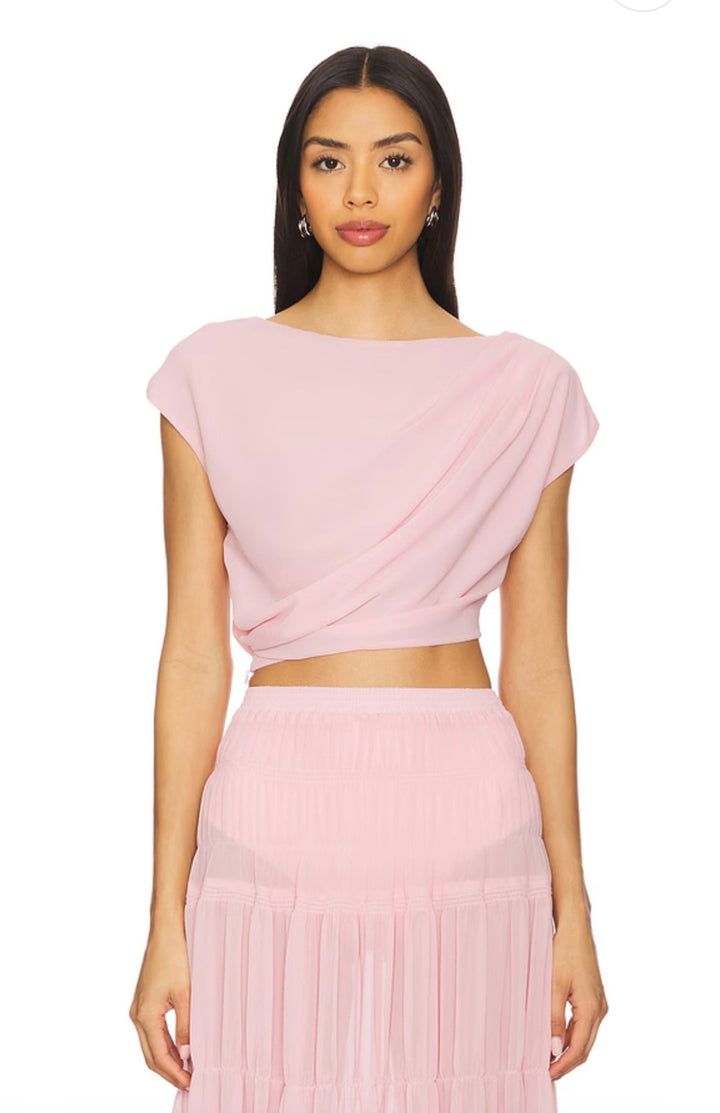 To-delt Sæt med Draperet Crop Top og Lang Gennemsigtig Nederdel