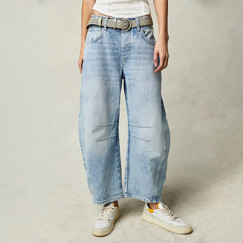 Jeans med Høj Talje og Brede Ben Til Dame