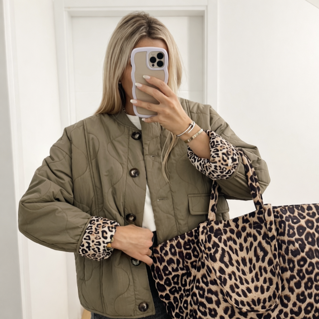 Leopardprint Mellemlang Jakke