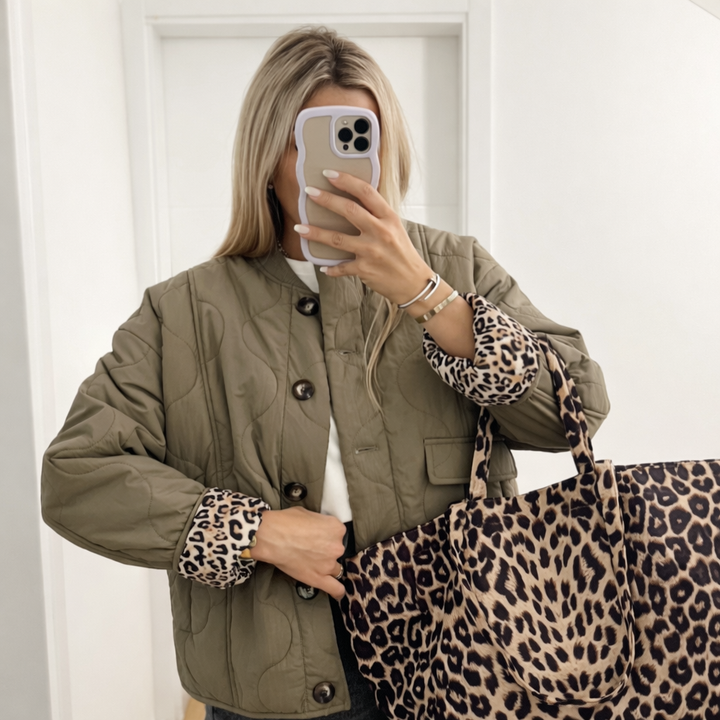 Leopardprint Mellemlang Jakke