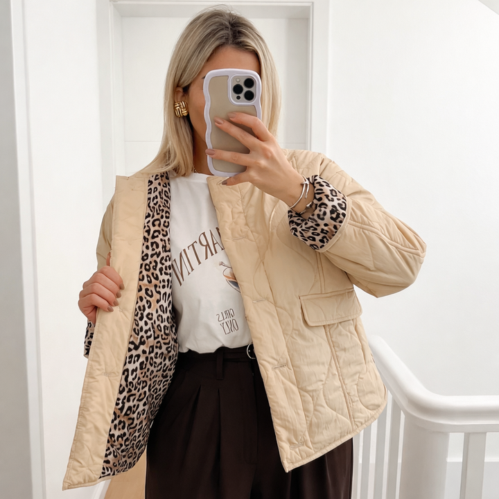 Leopardprint Mellemlang Jakke