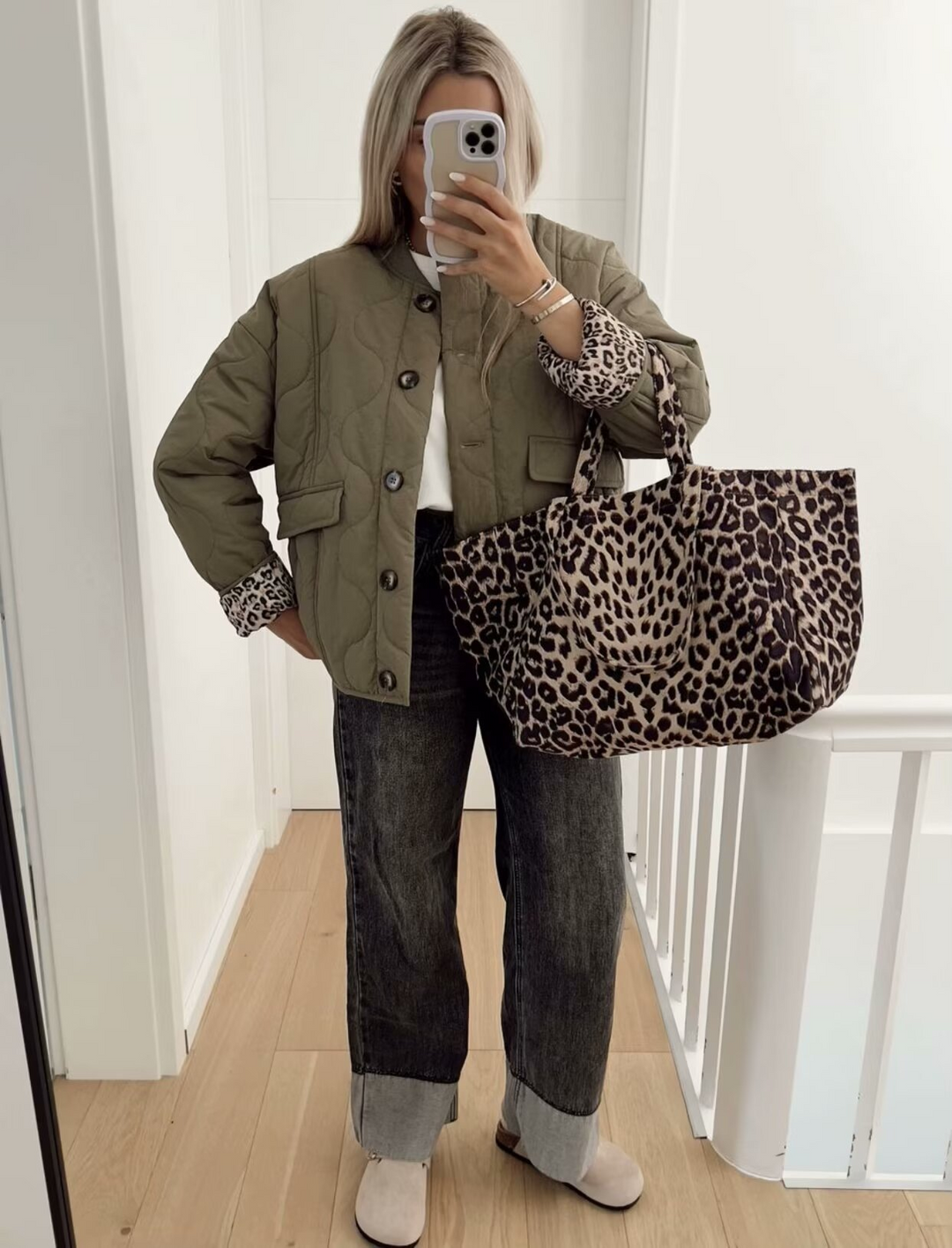 Leopardprint Mellemlang Jakke