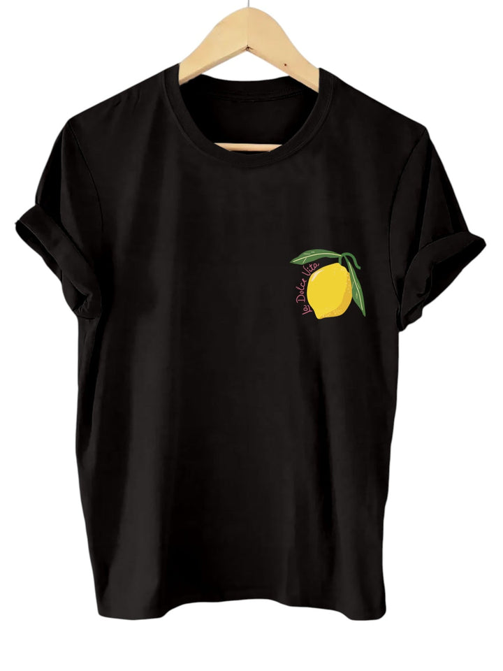 Trendy Sommer T-Shirt med Citron Print til Damer