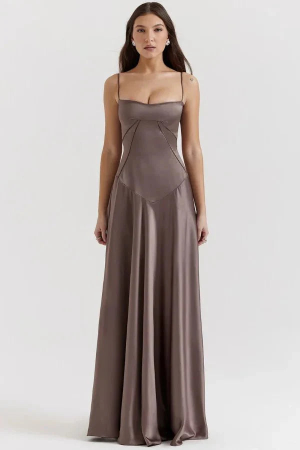 Satin Maxi Kjole med Korset til Damer