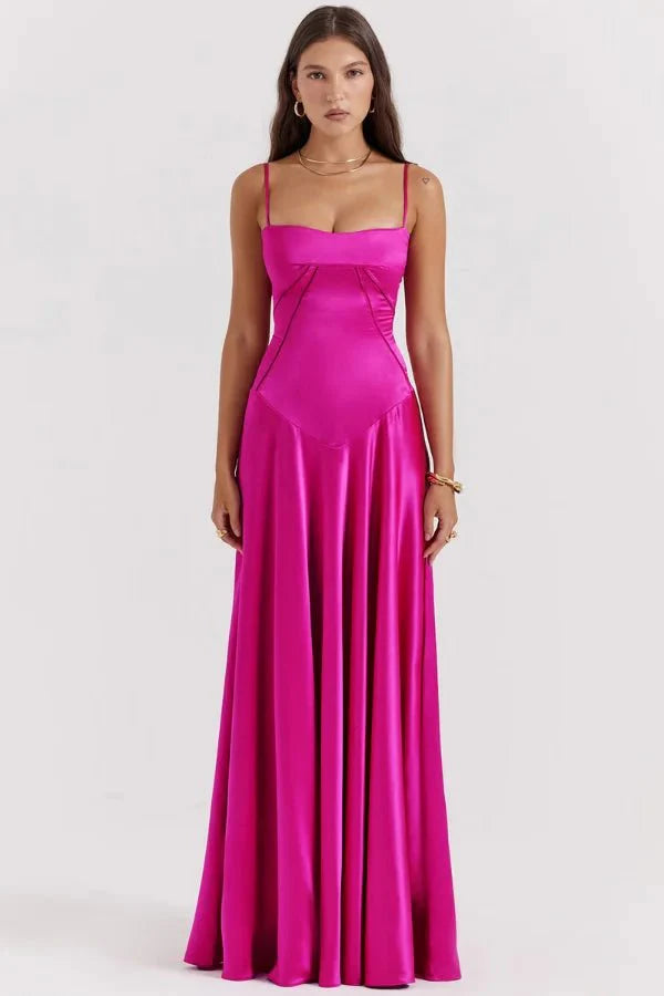 Satin Maxi Kjole med Korset til Damer
