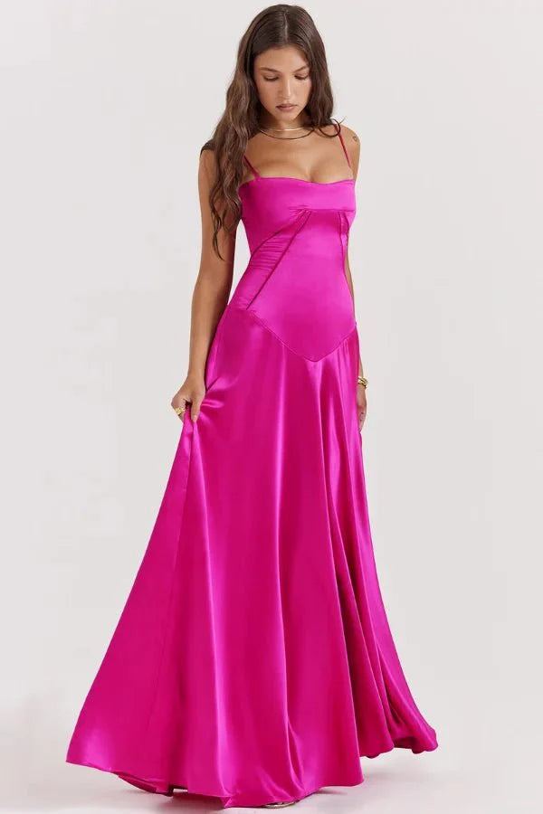 Satin Maxi Kjole med Korset til Damer