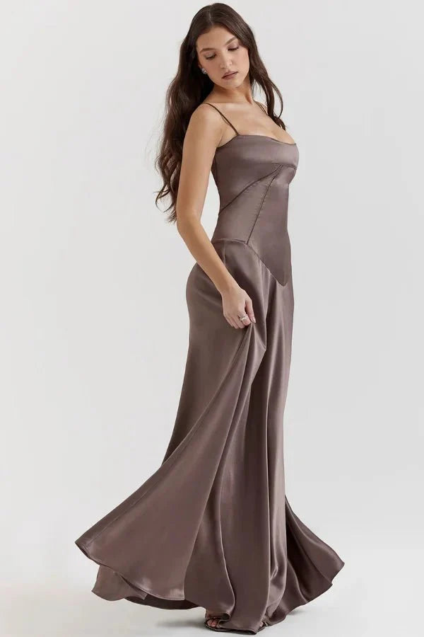 Satin Maxi Kjole med Korset til Damer