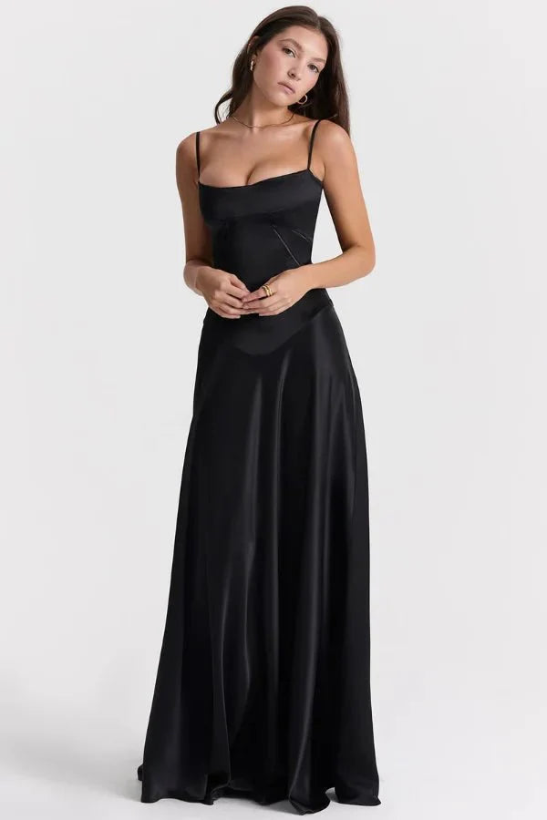 Satin Maxi Kjole med Korset til Damer