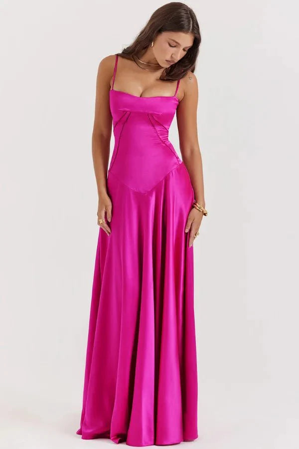 Satin Maxi Kjole med Korset til Damer