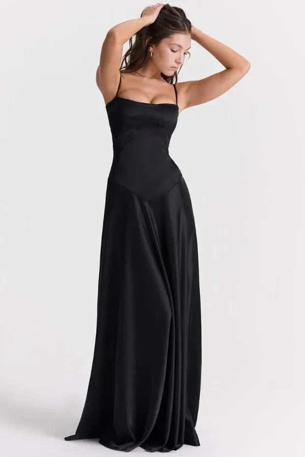 Satin Maxi Kjole med Korset til Damer