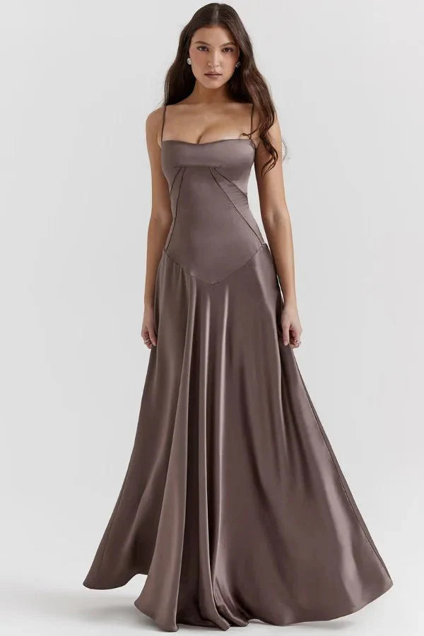 Satin Maxi Kjole med Korset til Damer