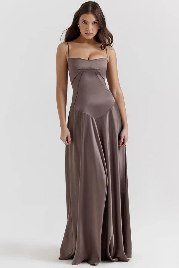 Satin Maxi Kjole med Korset til Damer