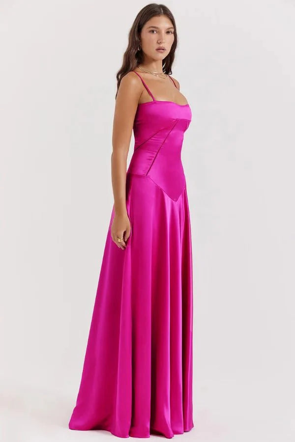 Satin Maxi Kjole med Korset til Damer