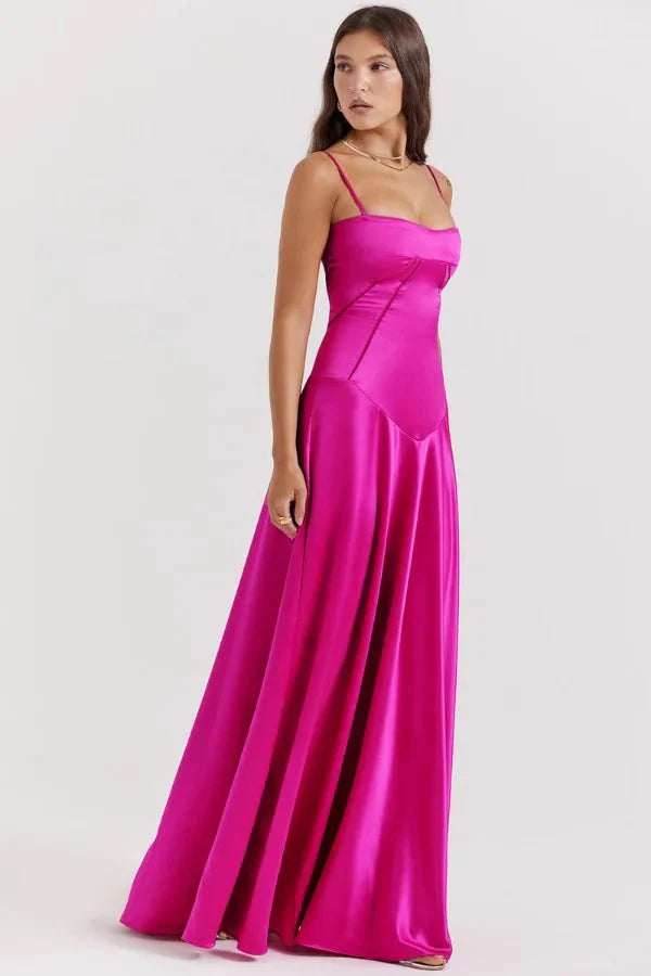 Satin Maxi Kjole med Korset til Damer