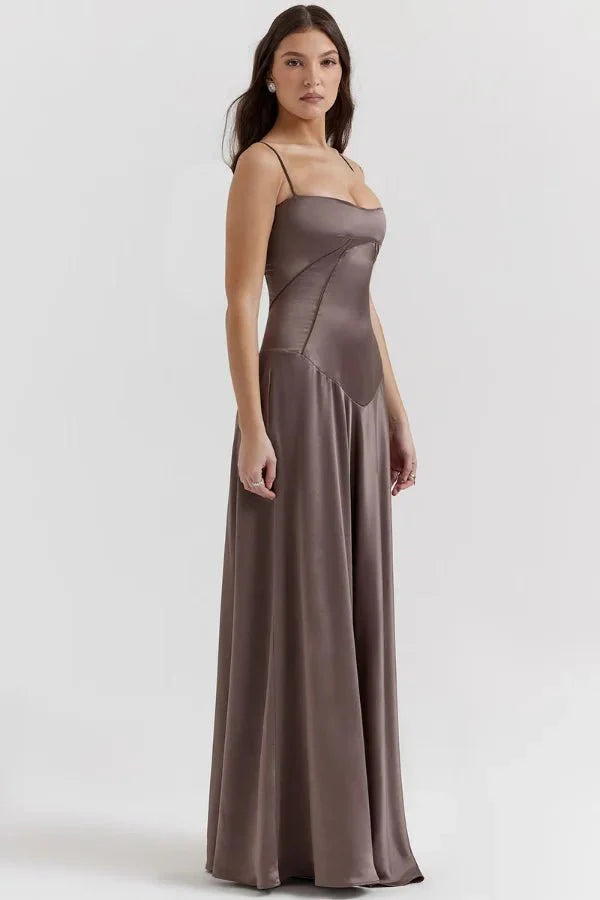 Satin Maxi Kjole med Korset til Damer