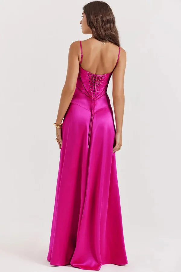 Satin Maxi Kjole med Korset til Damer