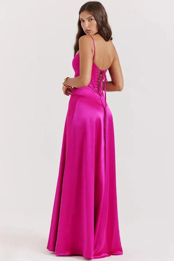 Satin Maxi Kjole med Korset til Damer