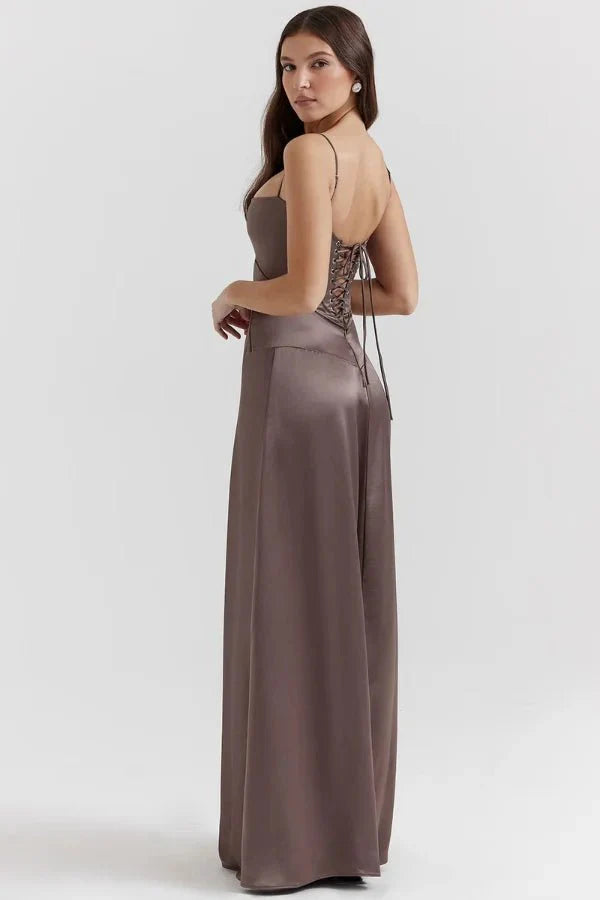 Satin Maxi Kjole med Korset til Damer