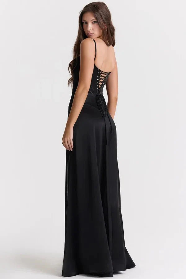 Satin Maxi Kjole med Korset til Damer