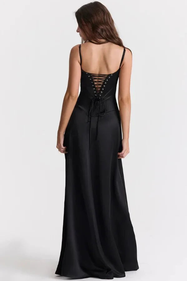 Satin Maxi Kjole med Korset til Damer