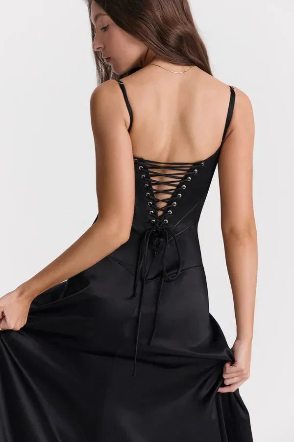 Satin Maxi Kjole med Korset til Damer