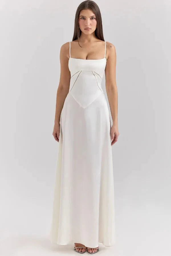 Satin Maxi Kjole med Korset til Damer