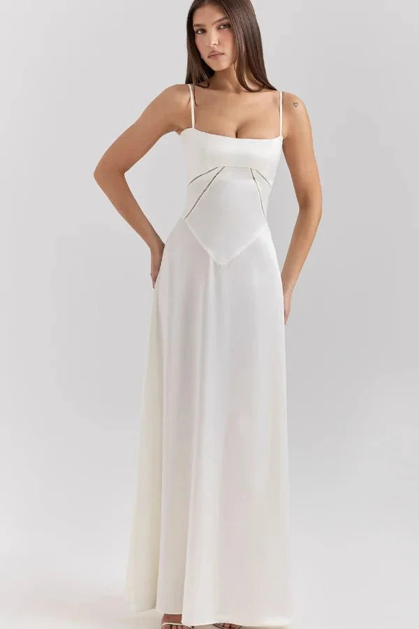 Satin Maxi Kjole med Korset til Damer