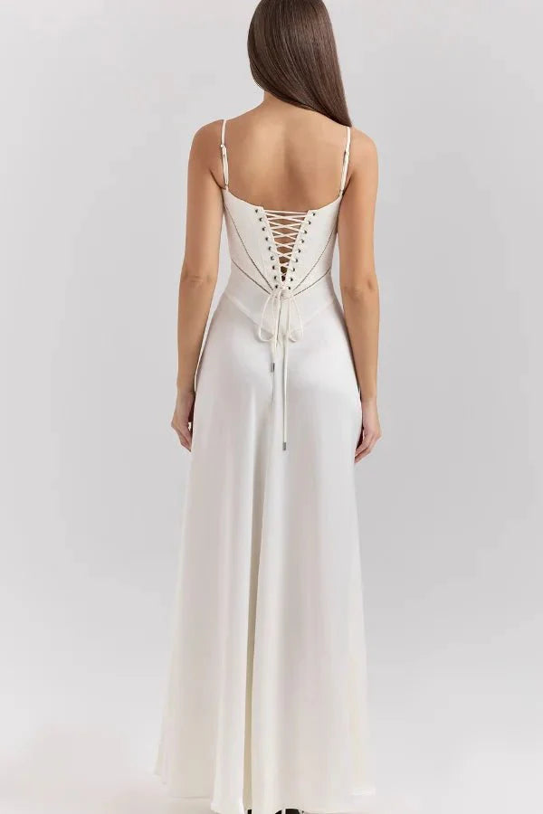 Satin Maxi Kjole med Korset til Damer