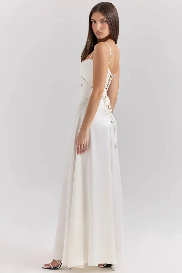Satin Maxi Kjole med Korset til Damer
