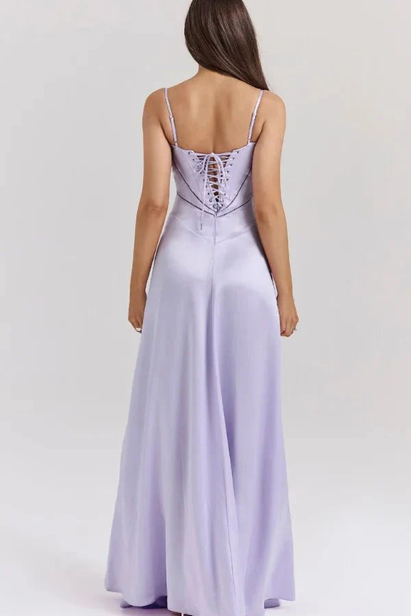 Satin Maxi Kjole med Korset til Damer