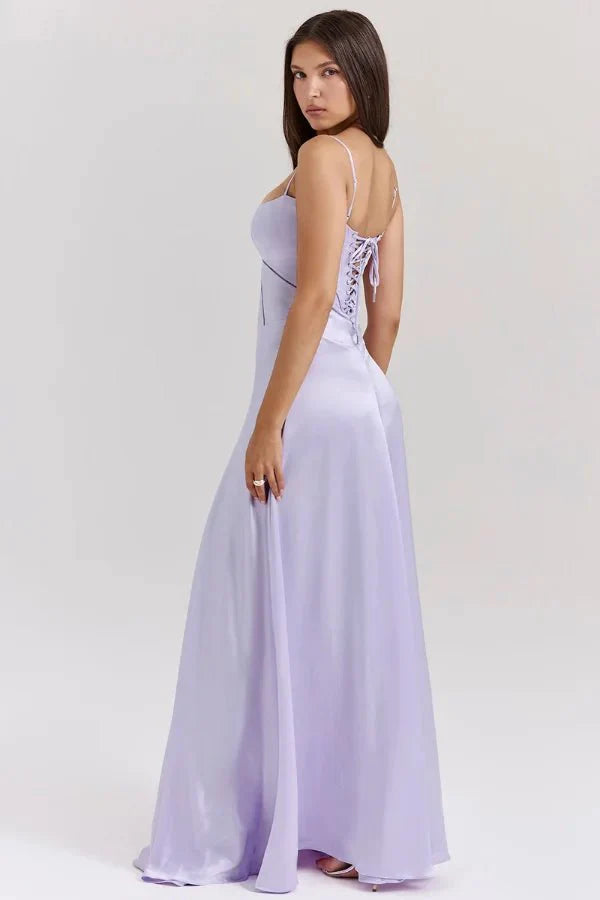 Satin Maxi Kjole med Korset til Damer