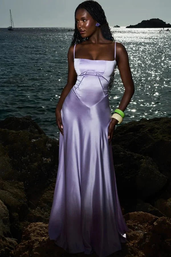 Satin Maxi Kjole med Korset til Damer