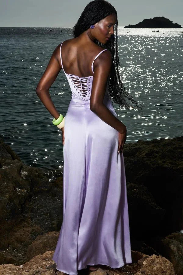 Satin Maxi Kjole med Korset til Damer