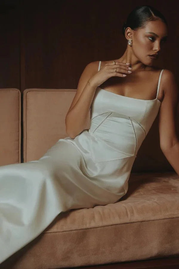 Satin Maxi Kjole med Korset til Damer