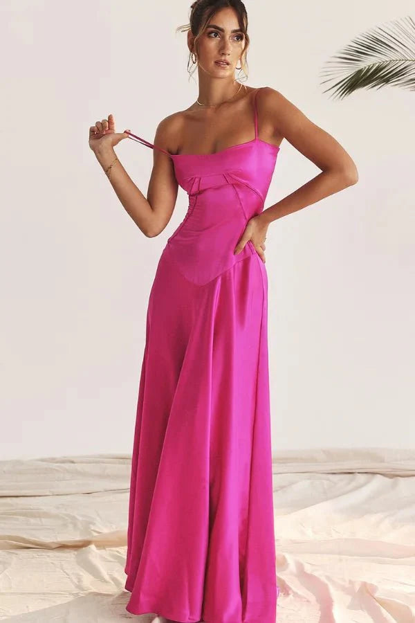 Satin Maxi Kjole med Korset til Damer