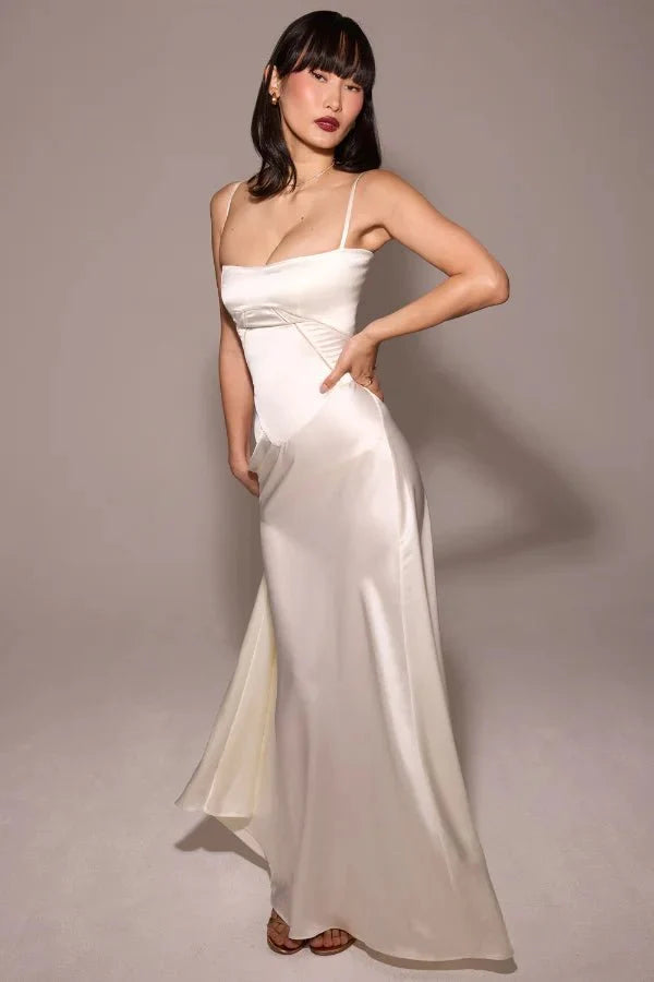 Satin Maxi Kjole med Korset til Damer