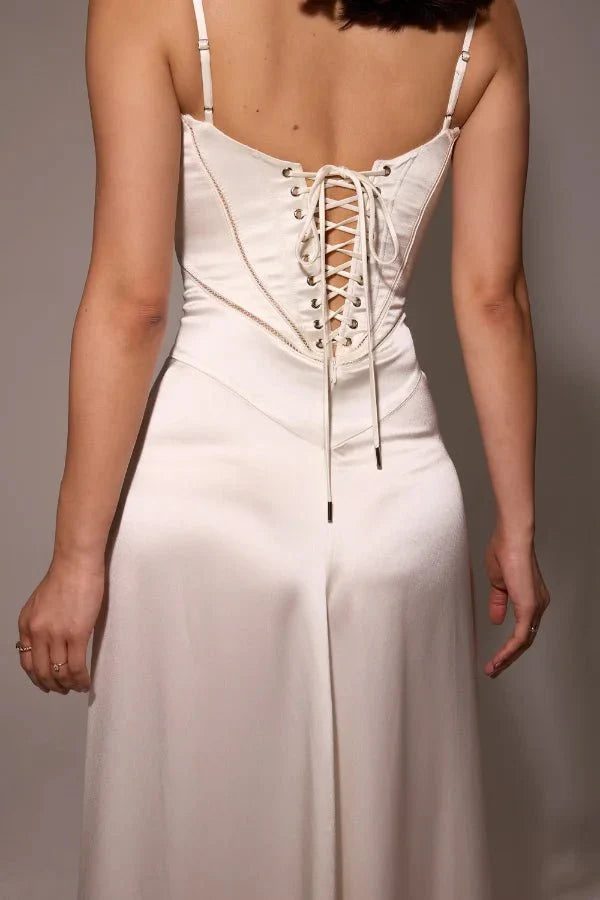 Satin Maxi Kjole med Korset til Damer