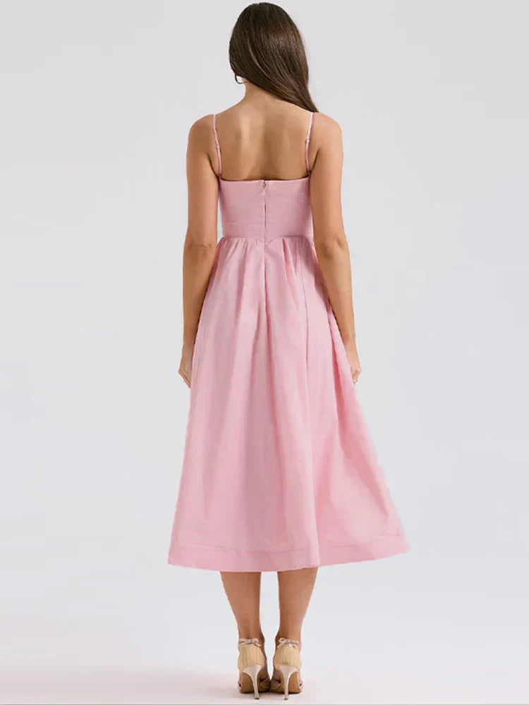 Summer Dress with Spaghetti Straps and a Flattering Feminine Cut