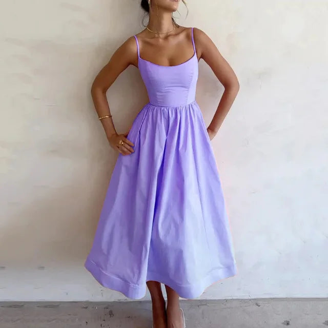 Summer Dress with Spaghetti Straps and a Flattering Feminine Cut